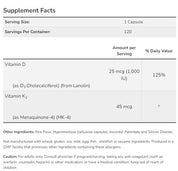 NOW - Витамин D-3 1000 IU & K2 45 mcg - 120 vcaps