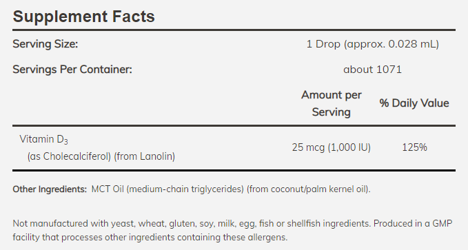 NOW - Vitamin D-3 1000 (Extra Strength) - 30 ml