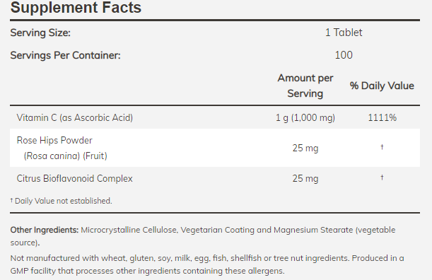 NOW - Витамин C-1000 - 250 Таблетки