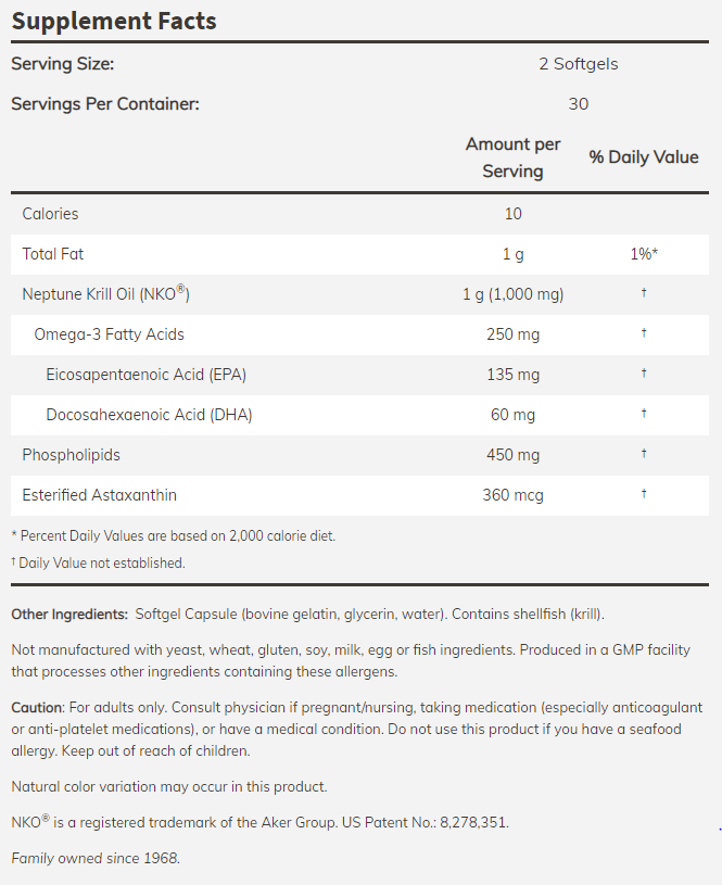 NOW - Neptune Krill Oil 500 МГ - 60 Дражета