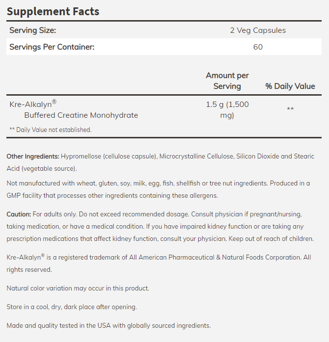 NOW Sports - Kre-Alkalyn Creatine 750 МГ - 240 Капсули