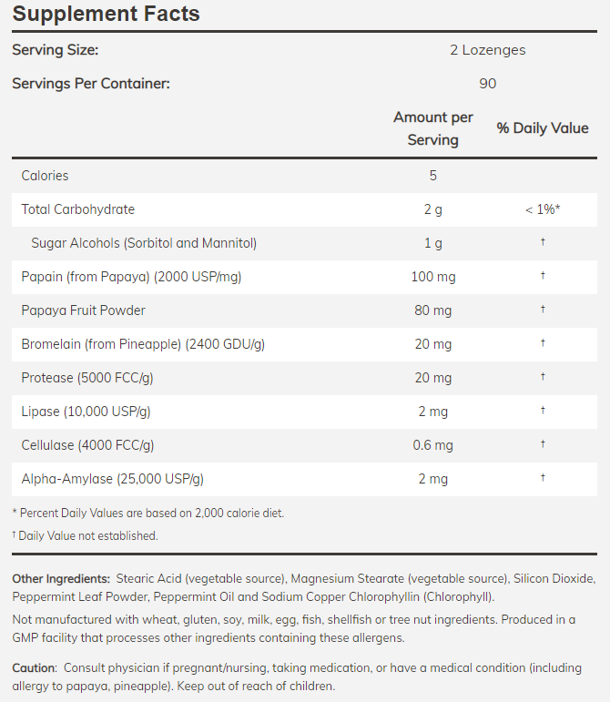 NOW - Papaya Enzymes - 180 Дъвчащи Таблетки