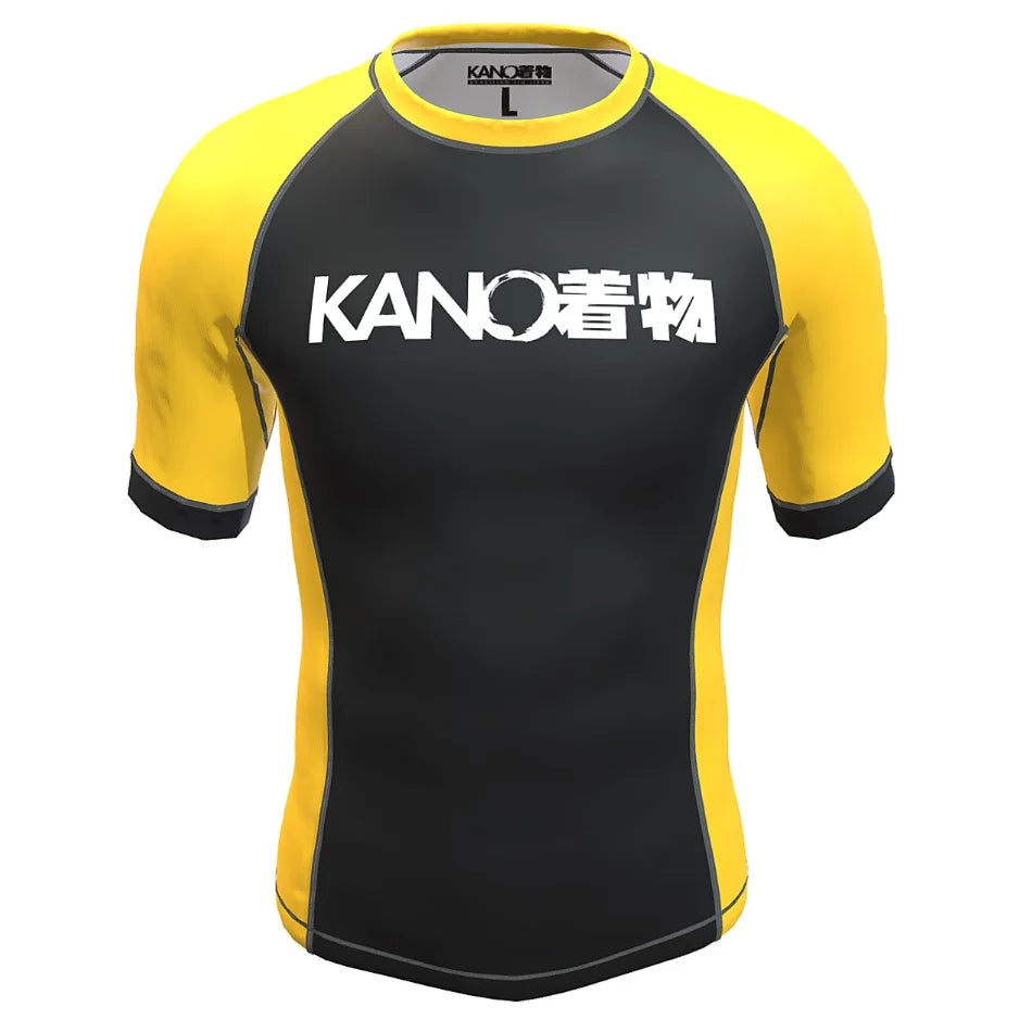 Детски рашгард от KANO KIMONOS - къс ръкав - ранкиран жълт